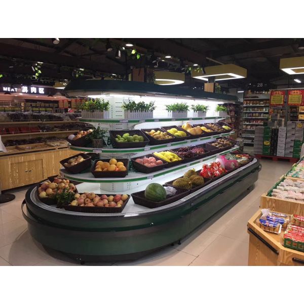 Round Type Combined Multideck Open Display Fridge Semi Vertical