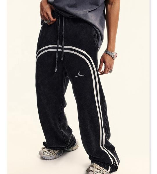 Custom Streetwear Cotton French Terry Stacked Flare Sweatpants Joggers with Acid