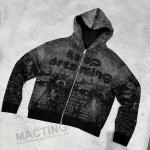 Full Print Vintage Distressed Applique Embroidery Hoodie 800 grams Fabric Weight