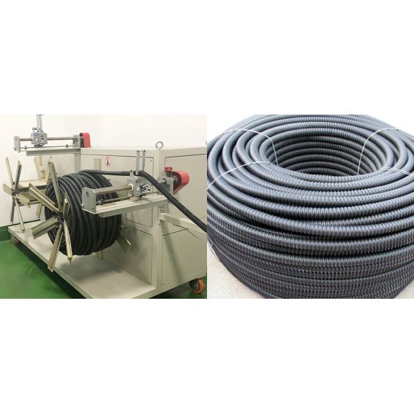 Double Station Plastic Pipe Machine Automatic Winding 11kw Corrugated Pipe Extruder