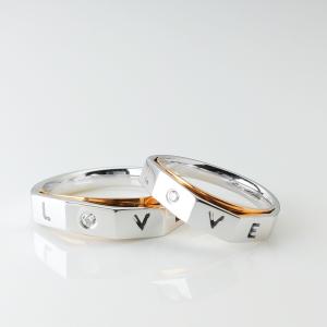 Wholesale Customizable 0.03ct 0.023ct Couple Rings Gold With Letters from china suppliers