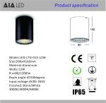IP65 waterproof outside 12W COB LED downlight&exterior LED down light hotel