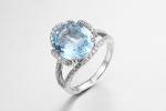 3.8g Blue Sapphire Stone Silver Ring Band AAA CZ For Womens