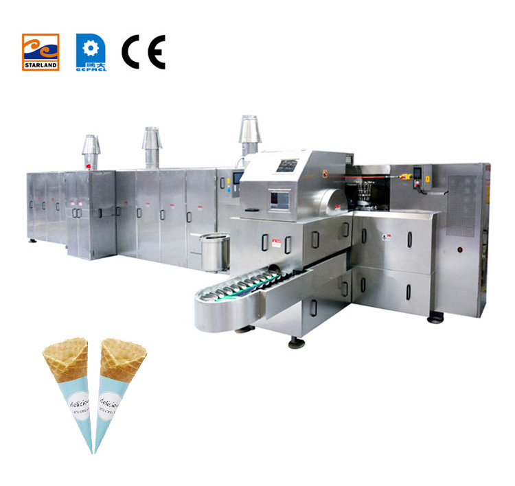 Crisp Snow Rolled Sugar Cone Making Machine Automatic Waffle Biscuit Baking