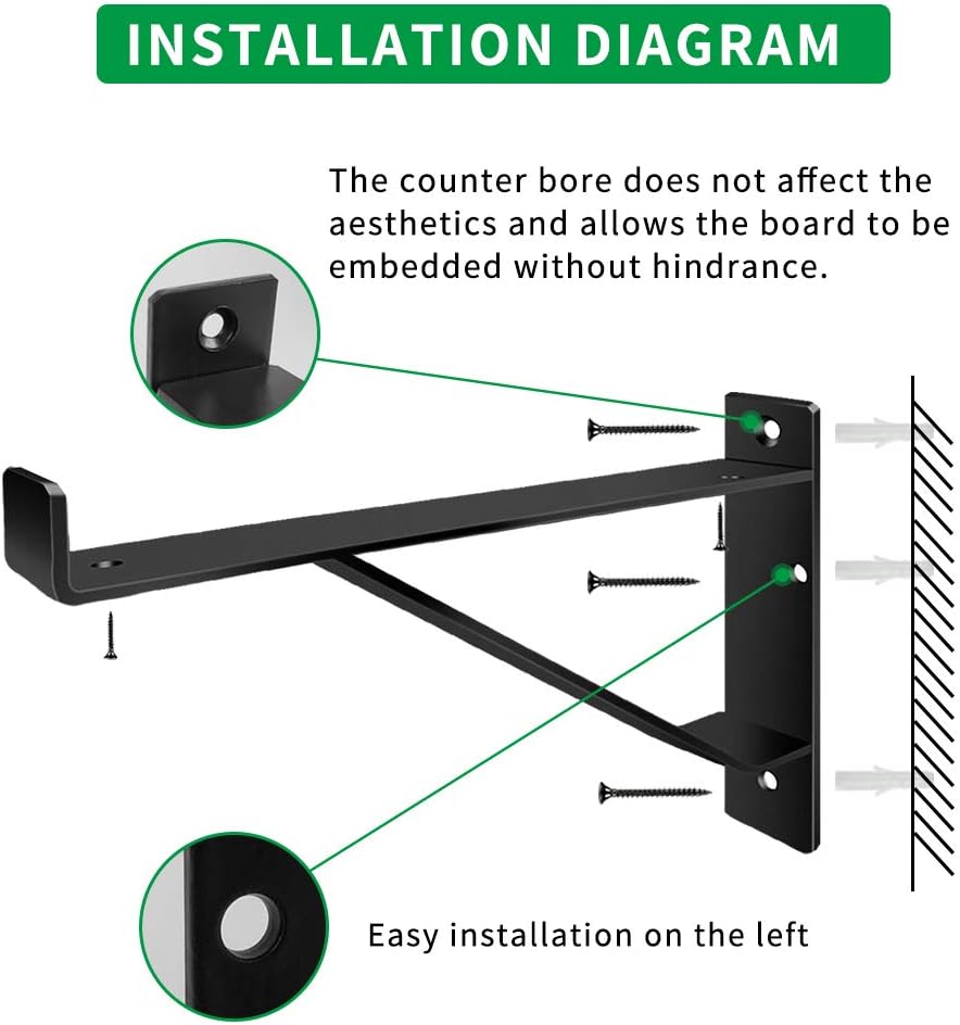 Industrial Wall Brackets with Lip and CNC Stamping 12 Inch Heavy Duty Metal Storage