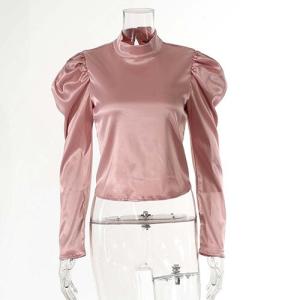 Wholesale OEMmaufactory Cross -border 2021 women's new European and American pleated long -sleeved shirt sweet top f from china suppliers