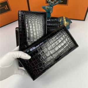 Wholesale Genuine Crocodile Belly Skin Businessmen Bifold Clutch Purse Wallet Authentic Alligator Leather Male Long Card Holders from china suppliers