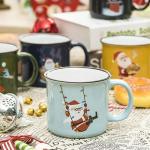 14oz Ceramic Christmas coffee mug, Stoneware Coffee Mug with Santa Design Best