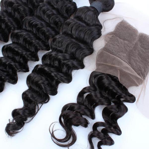 brazilian hair deep wave natural color virgin hair bundles with lace frontal