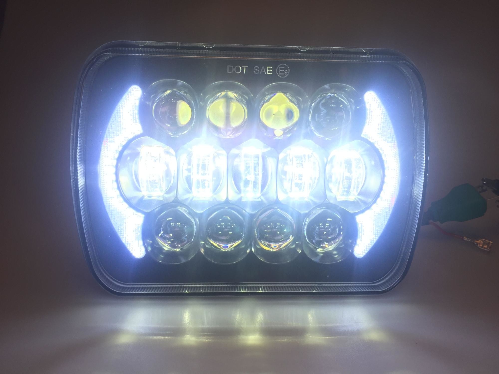 85W Rectangular 5x 7" Black Projector LED Headlights with DRL for Jeep