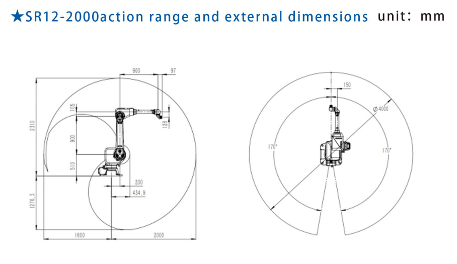 SR12-2000 Painting Robot For Robot Sharing Spray Painting Room With Maximum Movement Radius 2000mm And Portable Mass 12kg