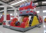 Fire Fighting Fun City Commercial Bounce House , High Slide Big Blow Up Bounce