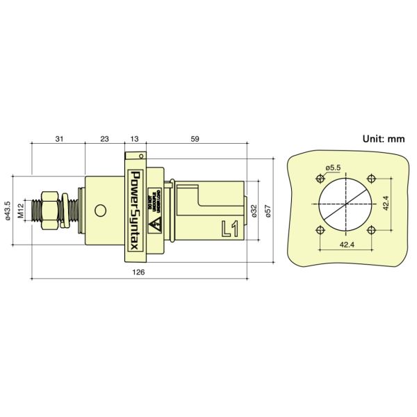 PSM Typ High Current Power Connectors Female Sockets PowerSyntax Panel Drain Full Set 5 X 400A