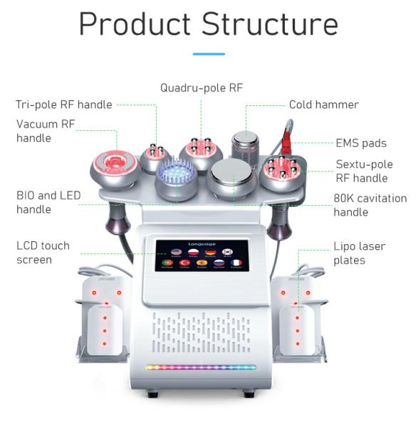 60Hz Laser Cavitation Machine RF Vacuum Cupping Therapy LED Microcurrent Weight