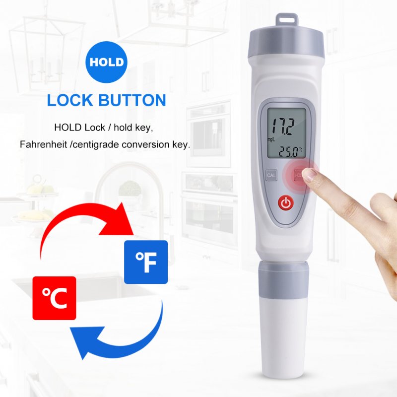 Yieryi JPB-70A Portable Digital Dissolved Oxygen Meter with 0-20mg/L Test Range and Automatic Temperature Compensation