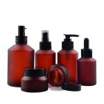 200ml Amber Glass Cosmetic Containers 7oz For Lotion Essential Oil