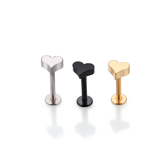 Heart shaped lip ring stainless steel body piercing jewelry labret ring