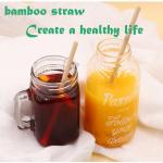 100% Natural Disposable Bamboo Straws Green Degradable For Drinks Laser Label
