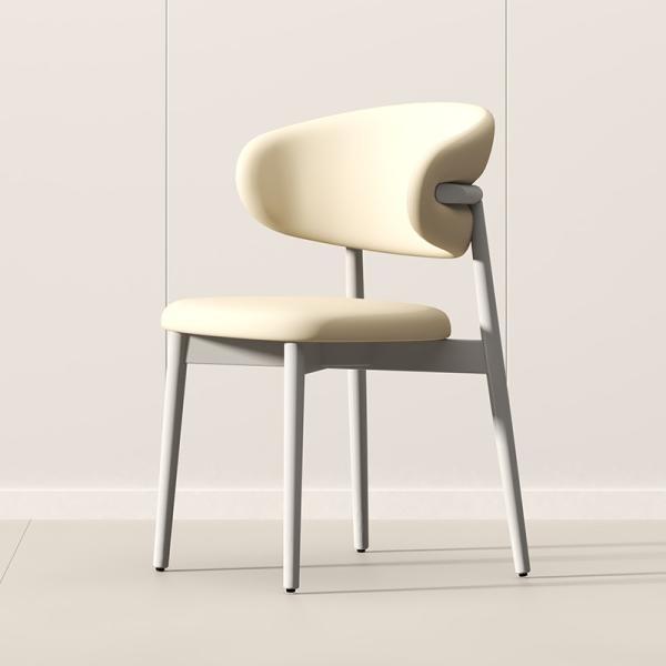Light Luxury Hotel Restaurant Furniture Stainless Steel Armrest Leather Dining