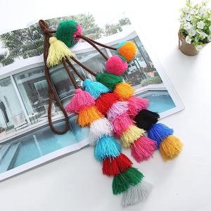 Wholesale Cute Pom Pom Tassel Boho Purse Charms For Handbags Backpack Keyring Keychain Waist Chain For Women from china suppliers