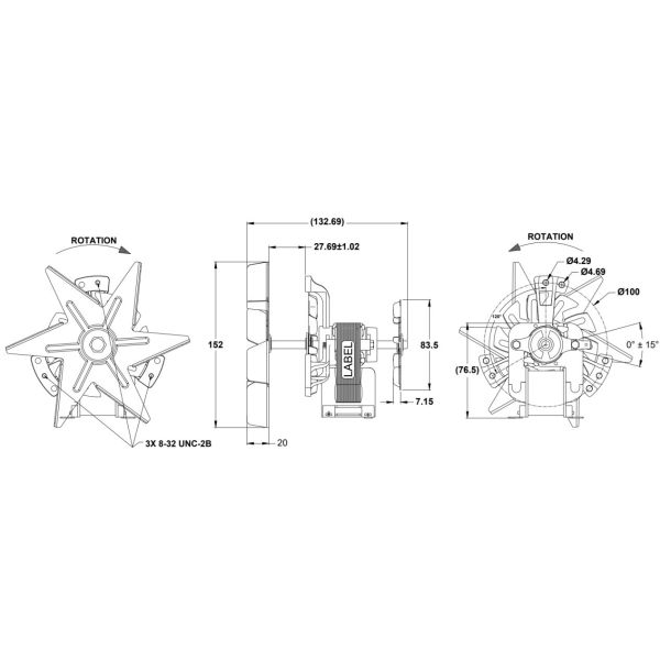 45W High efficiency hot air circulation fan Shaded Pole Motor For Oven or Lab Equipment