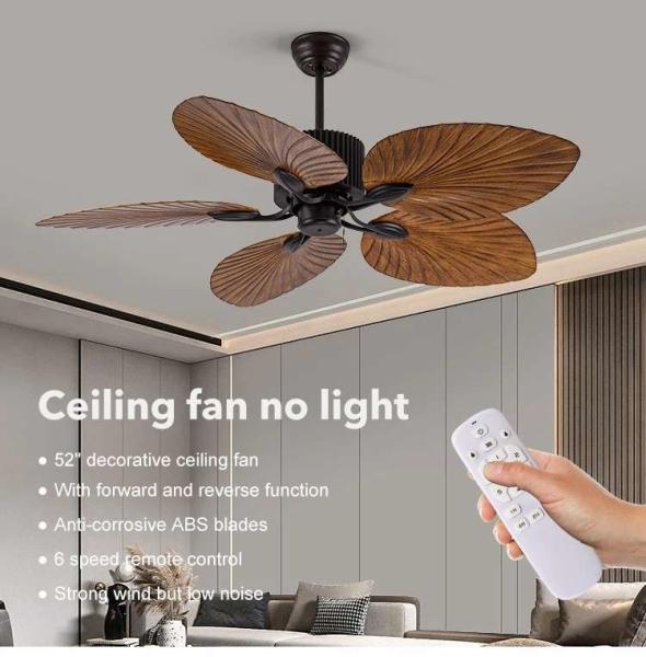 Household 52 Inch Palm Leaf ABS 5 Blades DC Motor Modern Home Decor Mute Bldc