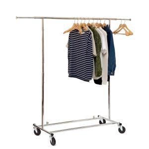 Wholesale Chrome Metal Clothing Rack On Wheels / Extendable Rods Portable Metal Clothes Rack from china suppliers