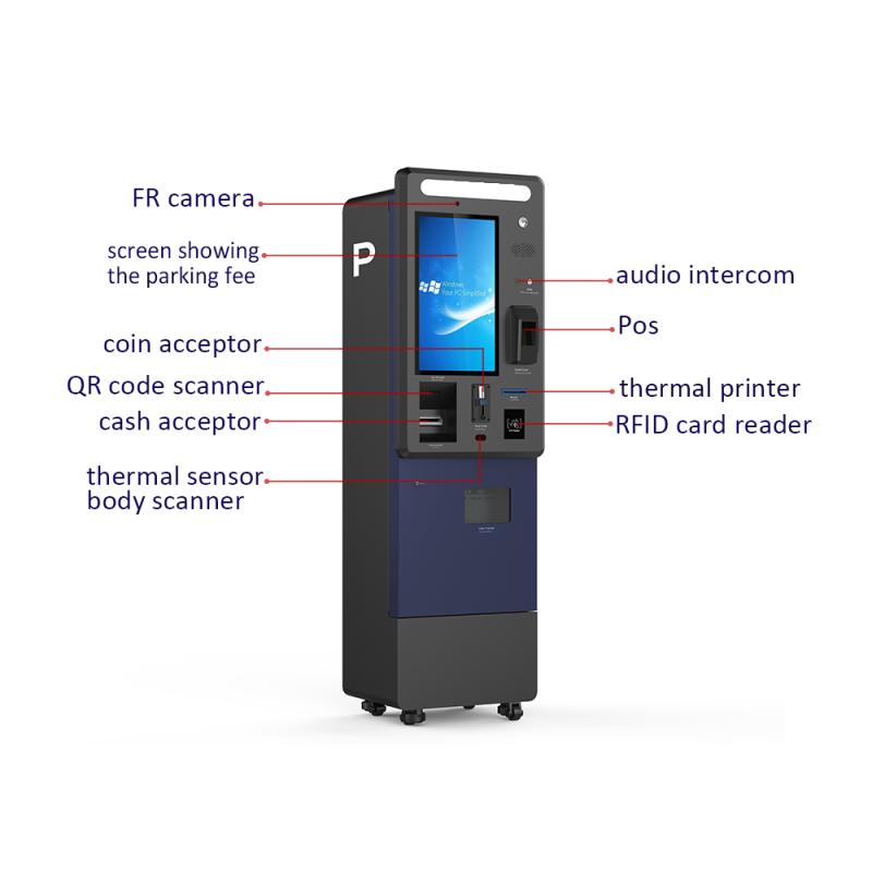 21.5 Inch Outdoor Car Parking Payment With Cash Payment QR Scanner POS Reader