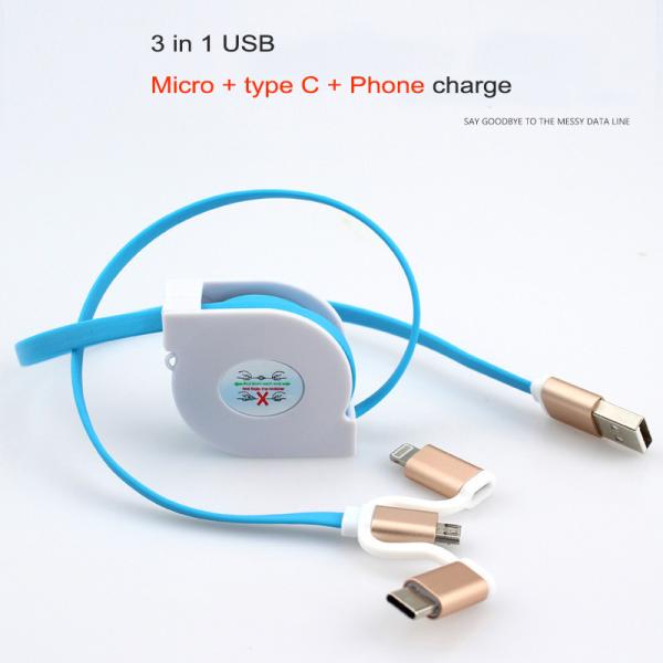 Quality 2A Fast Charge Micro USB Cable Type - C Telescopic For Smart Android Phone for sale