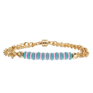 Wholesale Blue And Pink Beads Gold Plated Chain Link Bracelet With Magnetic Adsorption from china suppliers