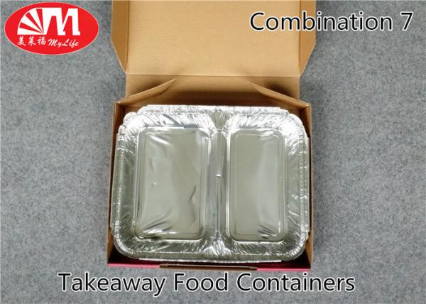 Quality Food Grade Aluminum Foil Take Out Containers 2 Compartments Combination 7 Healthy Diet for sale