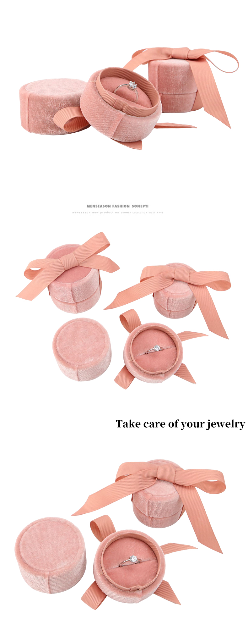 Hanhong Tiandi Flannel Cloth Ring Box for Jewelry Packaging 5*4.5*5cm Plastic Velvet