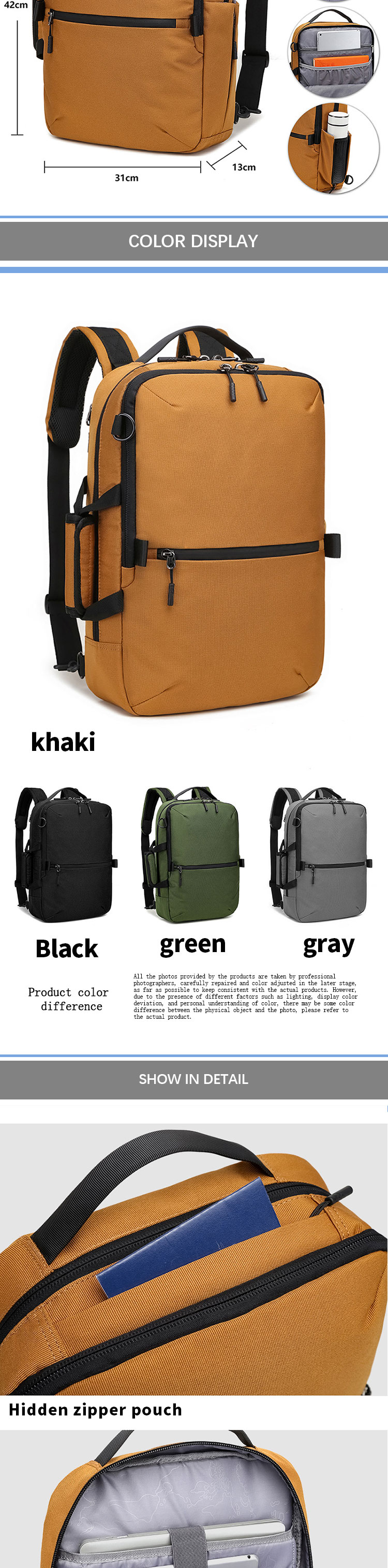 Multifunctional Laptop Travel Backpack Outdoor Hiking Backpacks Unisex OEM