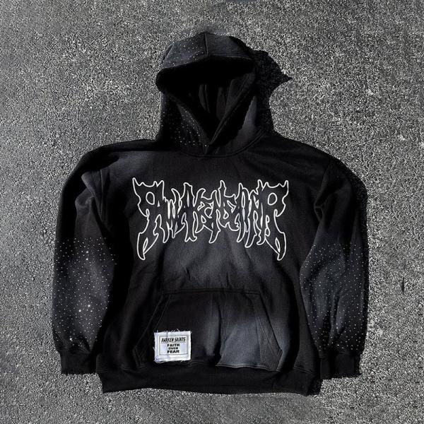 Silk Screen Printing French Terry Fleece Hoodie Streetwear Mens Hoodies Autumn