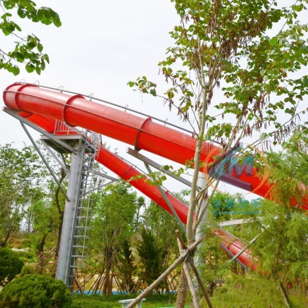 Durable Translucent Aqua Loop Slide High Patform For Water Amusement Park