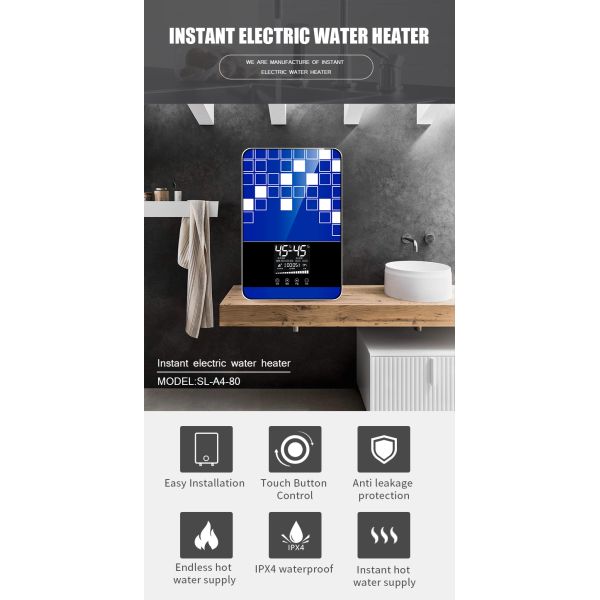 Hotel Bathroom Water Heater Wall Mounted Shower Head Hot Water Heater 220V