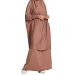 Arab Malay Abaya Women Turkey Robe Muslim Prayer Dress Solid Color Plus-Size
