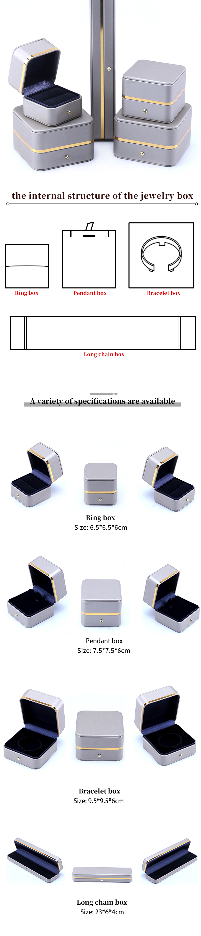 Embossing Logo Hanhong Custom Leather Jewelry Box for Grade Bracelet Necklace Watch