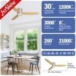 1stshine Ceiling Fan with LED and Three Wooden Blades Lamp Body Material Meatl