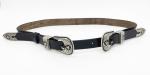 2.2cm Width Women'S Fashion Leather Belts Black Color With Two Buckles