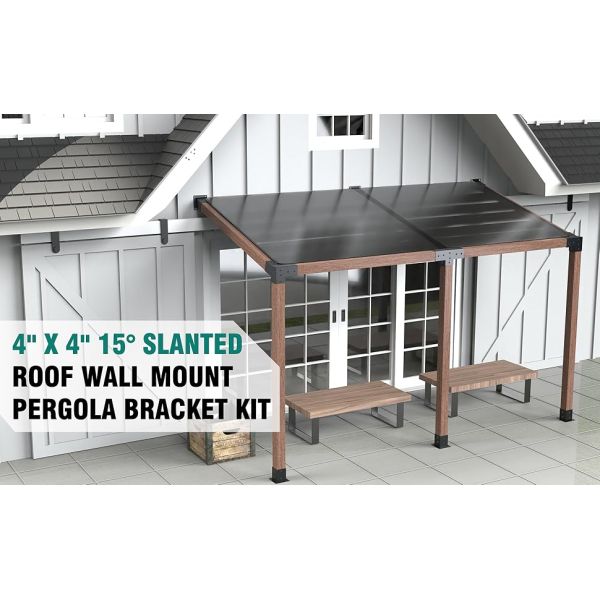 Pergola Brackets Kit 4-Way Brackets with Post Base for 4x4'' Wooden Beams Lumber Gazebos Patio Pergola Sheds