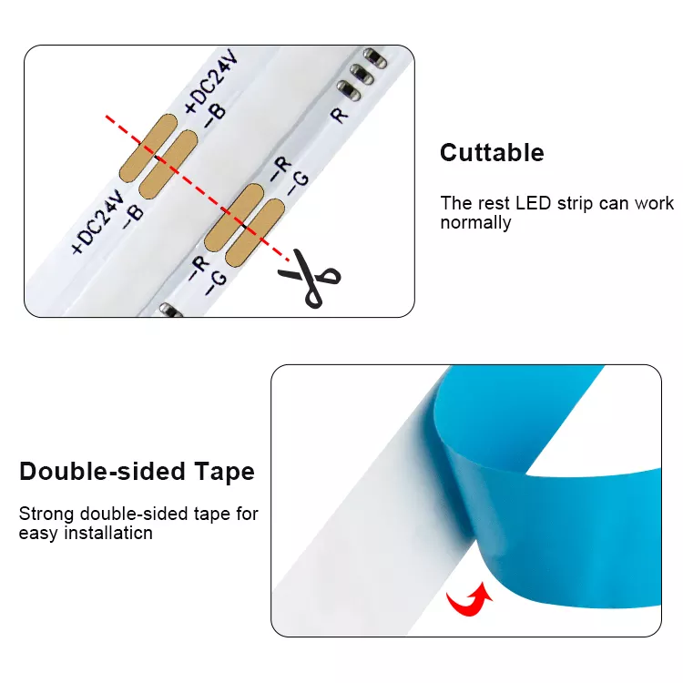 420leds/M Colorful COB LED Strip Lights 12V 24V Flexible RGB For Aluminum Profile