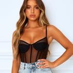 See Through Mesh Low Cut Women's Tank Tops One Piece
