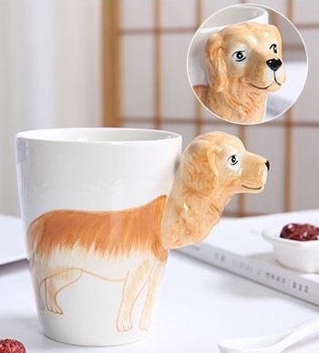 450ml Golden Retriever Cylinder Shape 3D Ceramic Mugs