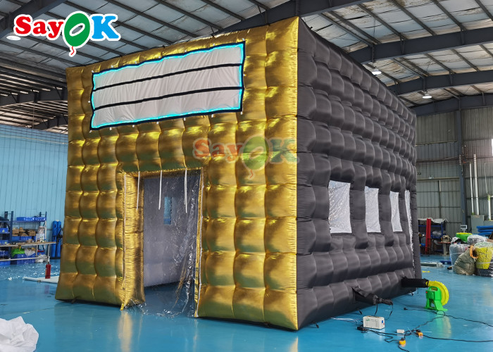 LED Disco Night Club Party Tent Inflatable Nightclub For Events Adult Black Cube House