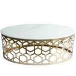 Luxury Oval Coffee Table Stainless Stain frame Artificial Marble Top for Living