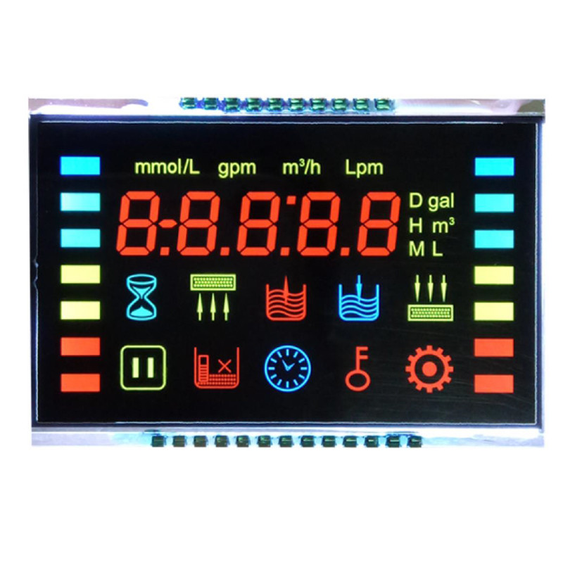 Customized 7-Segment LCD Display Ozone anion disinfection machine, fresh air controller, VA black background LCD