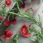 3D Rose Flower Embroidered Mesh Wedding Lace Fabric By The Yard For Women Dress