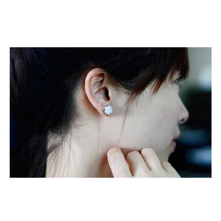 Sterling Silver Mother of Pearl Stud Earrings(XH022915W)