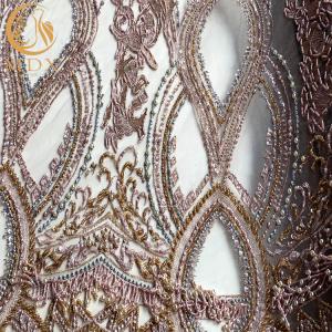 Wholesale Purple 3D Beads Wedding Lace Fabrics Multicolor 91.44cm Length With Sequins from china suppliers